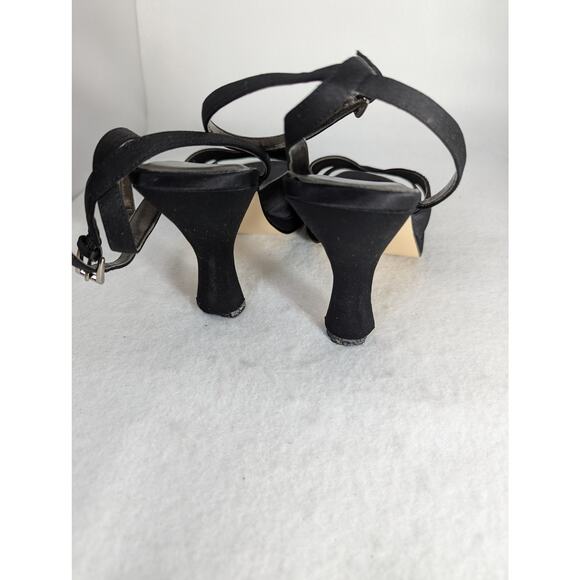 Sam & Libby Black Satinsz 9 Sandalsankle strap Heel 4.5" Platform1/2"Need tips - Picture 11 of 12